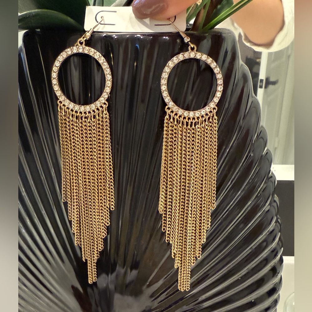 Gold Chain Fringe Earrings